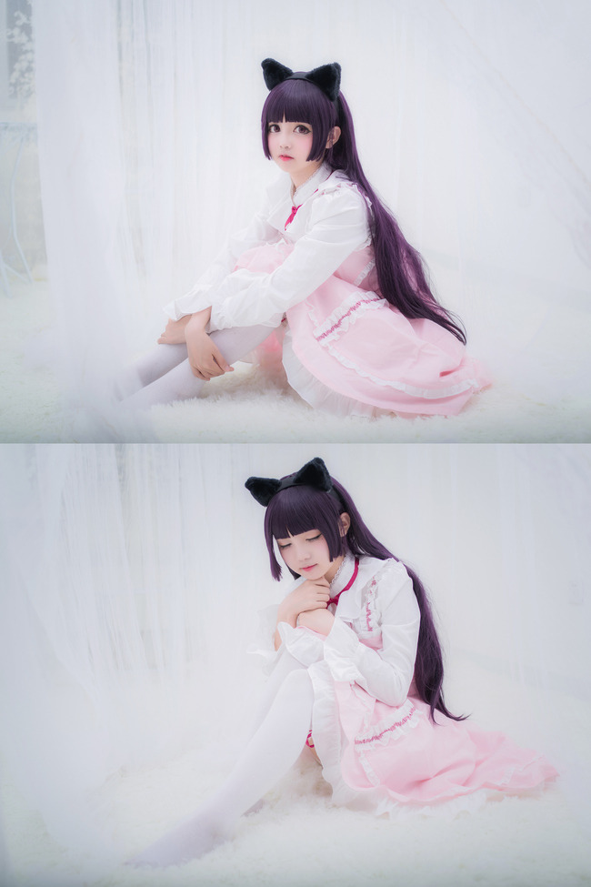 五更琉璃 黑猫 粉色lolita