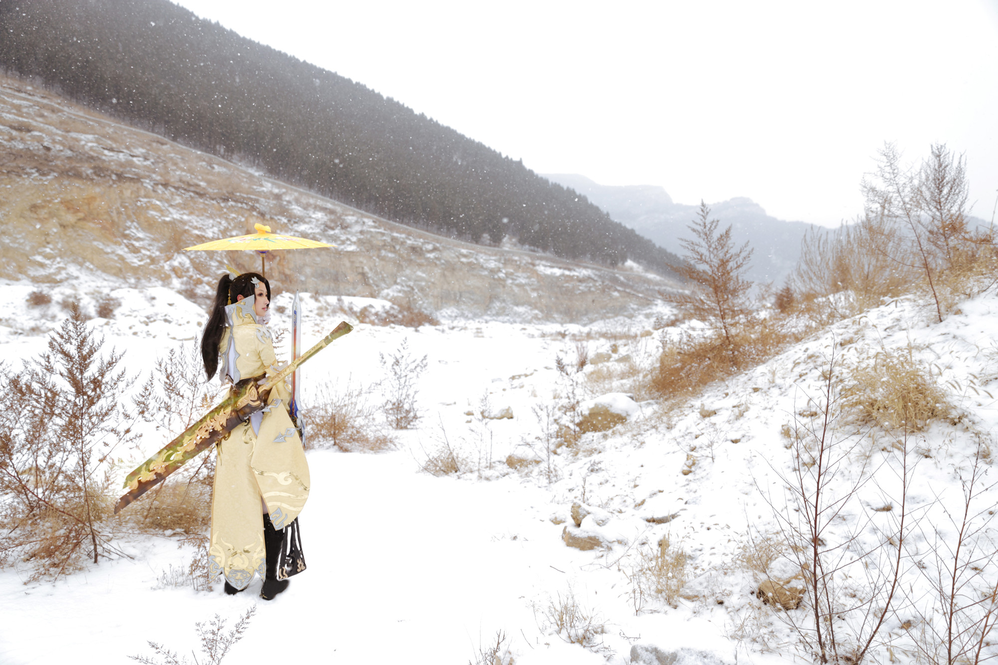 阳春白雪，风陌纸伞烟花尽