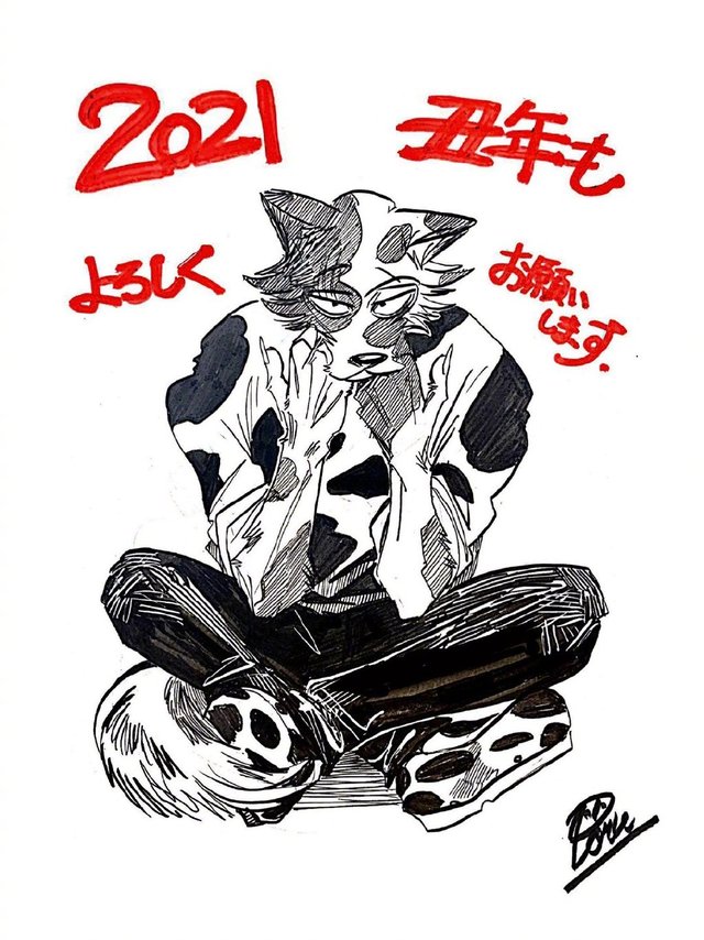 板垣巴留公开「BEASTARS」新年贺图